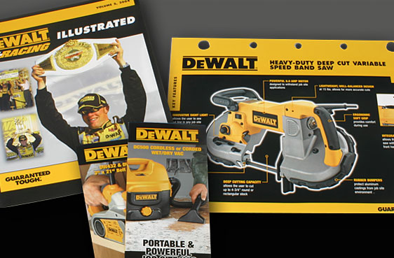 Example of in-store collateral materials for DEWALT