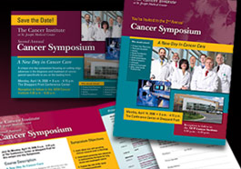 Printed promotional and registration mailer for a healthcare symposium