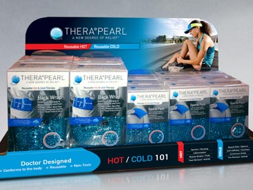 Counter PDQ display for TheraPearl products