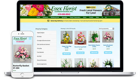 Responsive ecommerce website product category page.