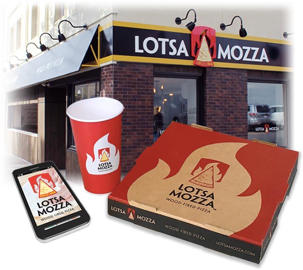 Lotsa Mozza restaurant branding and packaging