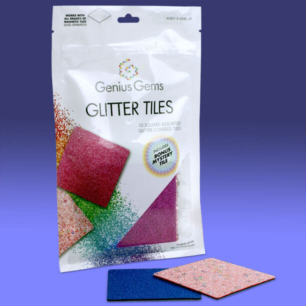 Genius Gems glitter tiles pouch packaging