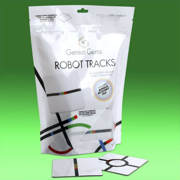 Genius Gems robot tracks tile stand-up pouch